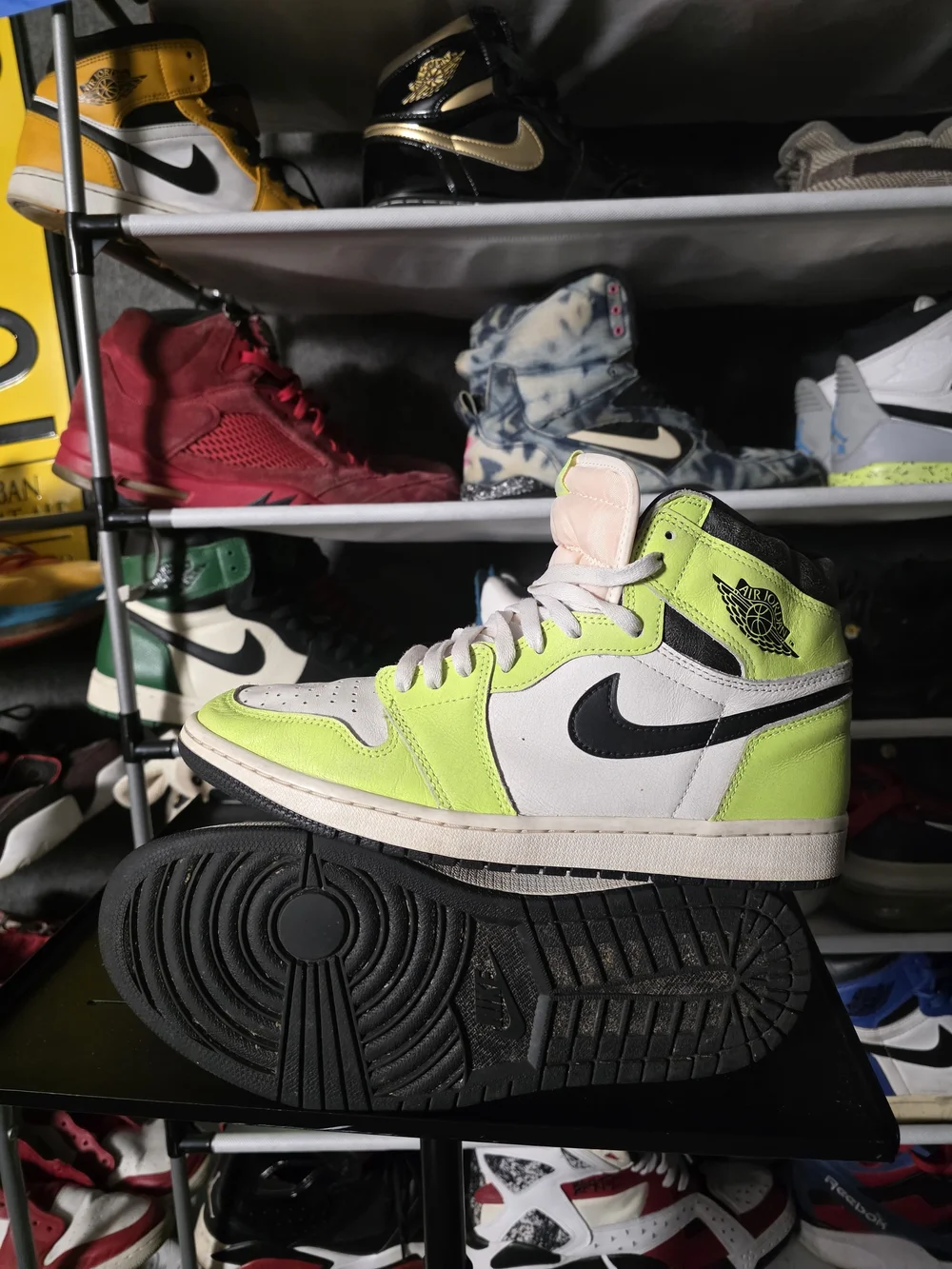 🔥 Nike Air Jordan 1 High Neon Green/Black/White Visionaire Men Size 10.5